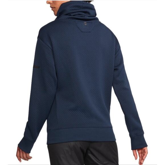 UNDER ARMOUR Unstoppable Textured Quilted Cowl Neck Blue Sweatshirt Womens Large - Picture 2 of 10